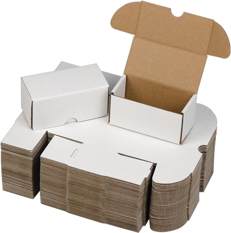 HESESOH 4.6x2.2x2.2 Inches Shipping Boxes Set of 50, White Corrugated Cardboard Box Literature Mailer for Packing Small Business - Image 1